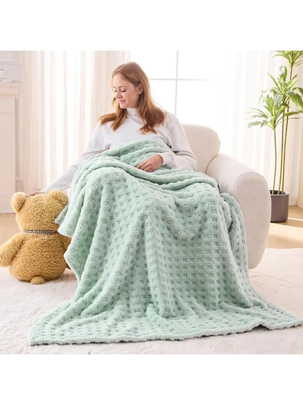 Cozy Sage Green Soft Throw Blanket | Premium Silky Flannel Fleece | All-Season